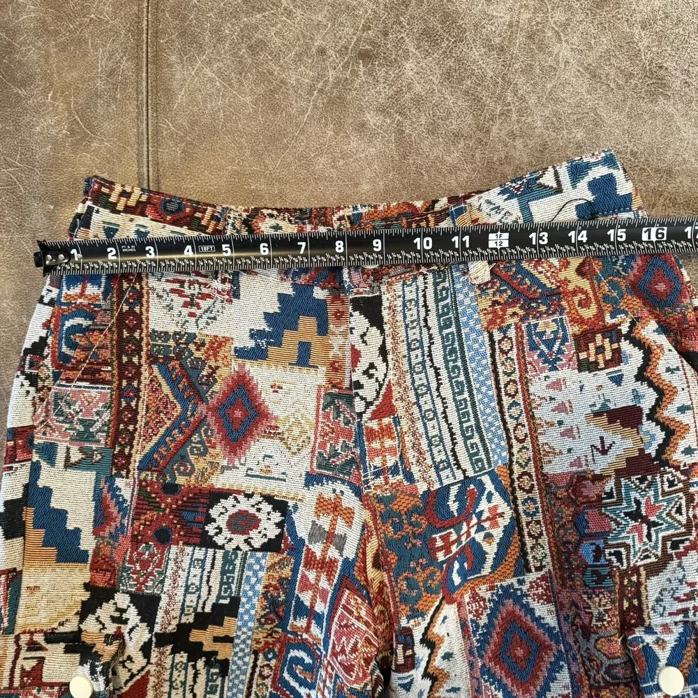 Tapestry Rug Pants Mens 32 Fringe Flare Boho Maximalist Festival Statement